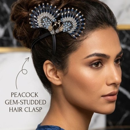 Leaf Shape Bun Hair Style [BLACK BLUE]