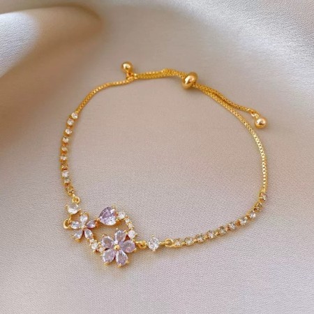 Elegant Golden Flower Bracelet-  590 Tk